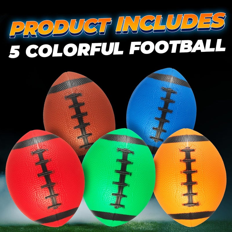 PlayBolt 6-Inch Mini Footballs for Kids (Pack of 5) - Inflatable PVC Football Toys for Boys & Girls w/Hand Pump, Easy to Grip Small Sports Balls for Backyard, Recess, Party Favor, Indoor/Outdoor - Image 3